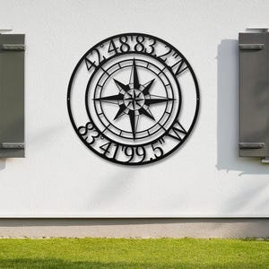 GPS Coordinates Metal Sign, Latitude Longitude sign, Address Plaque, New Home Gift, Home Coordinates, Nautical Compass