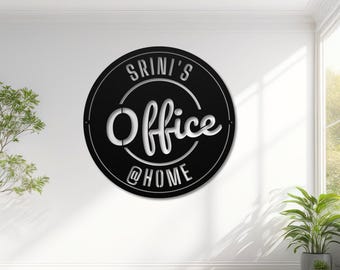 Custom Metal Home Office Sign, Personalized Wall Decor