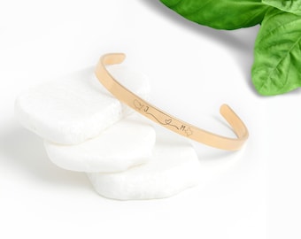 Personalized State Cuff Bracelet: Long Distance Jewelry Gift, Adjustable Bangle