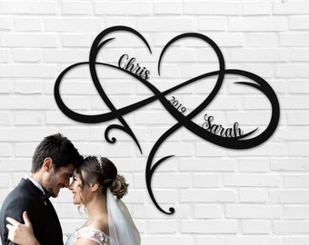 Personalized Infinity Metal Sign, Couple Name Sign, Family Established, Engagement Gift, NewlyWed Gift, Unique Valentines Day Gift