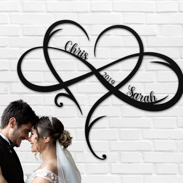 Personalized Infinity Metal Sign, Couple Name Sign, Family Established, Engagement Gift, NewlyWed Gift, Unique Valentines Day Gift