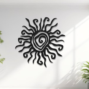 Wacky Sun Metal Sign, Hippie Outdoor Decor, Patio Wall Decor, Front Door Wall Art, Sun Wall Decor, Whimsical Spiral Decor