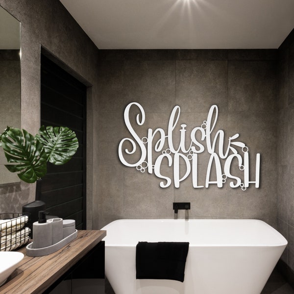 Splish Splash Metal Sign, Funny Bathroom Sign, Kids Bathroom Decor, Farmhouse Bathroom Wall Art