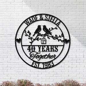Personalized Love Birds Metal Anniversary Sign, Custom Couple Name image 7