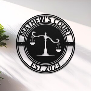 Personalized Lawyer Sign - Custom Law Firm Metal Sign for Court Room Decor