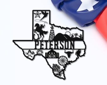 Personalized Texas Metal Sign for Family - Western Lone Star Decor