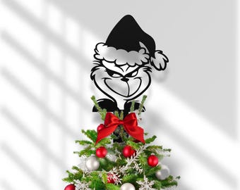Whoville-Inspired Tree Topper, Christmas Holiday Decor, Funny Cartoon Xmas Ornament
