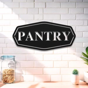 Pantry Sign Metal, Farmhouse Kitchen Pantry Sign, Pantry Door Sign, Black Metal Sign for Kitchen, Housewarming Gift