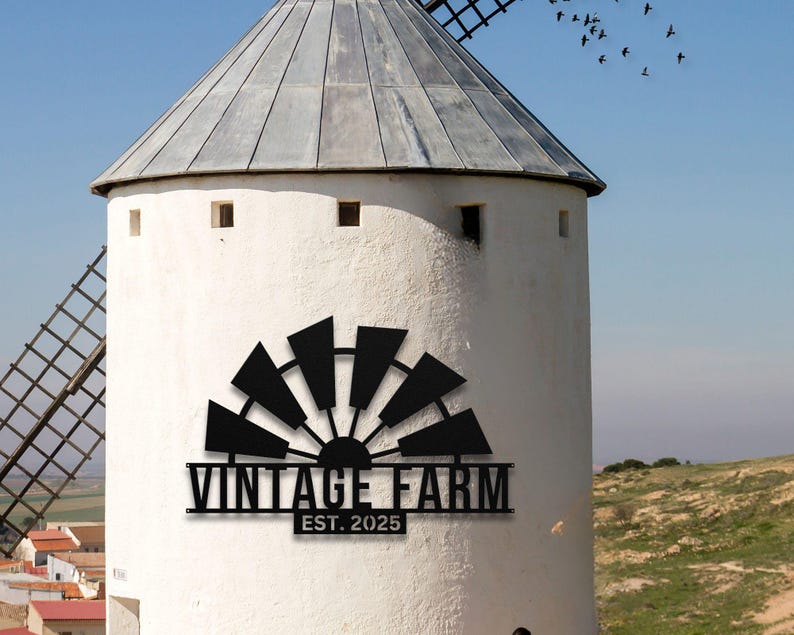 Personalized Windmill Metal Sign: Farmhouse Last Name Outdoor Decor ...