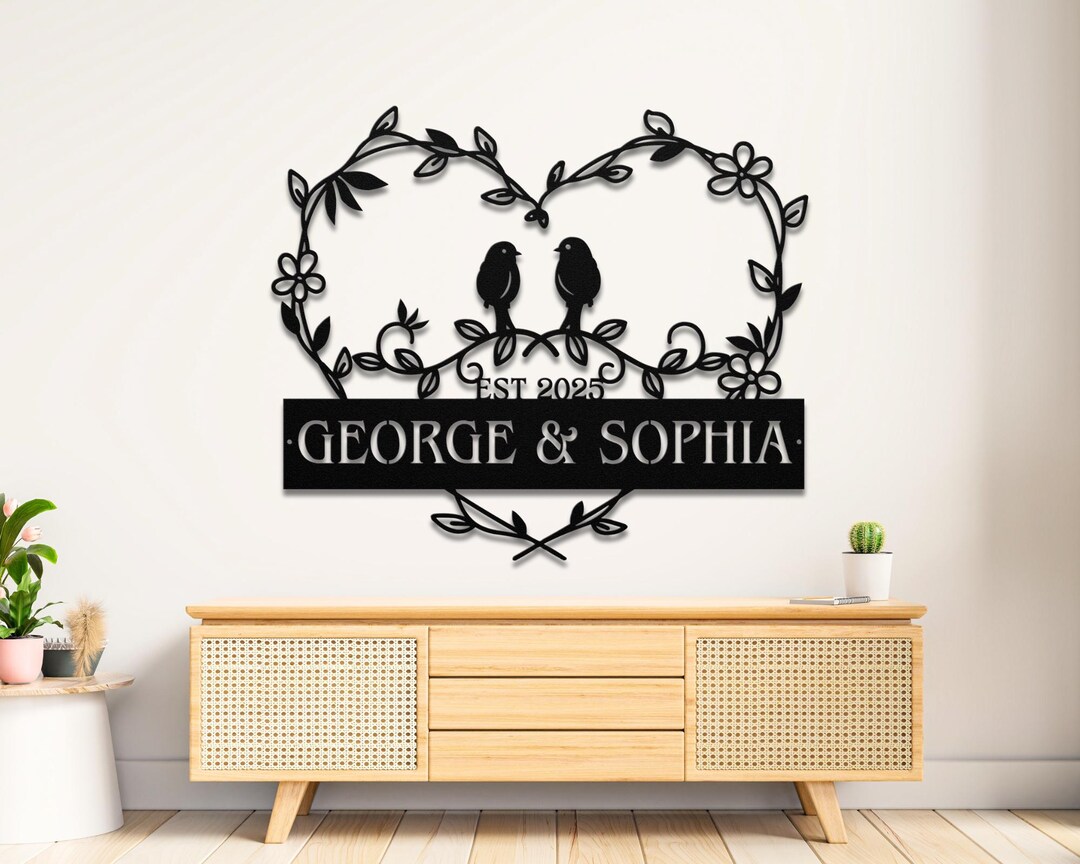 Personalized Love Birds Metal Sign, Custom Wedding Anniversary Decor - Etsy