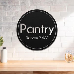 Modern Pantry Sign, Farmhouse Pantry Sign, Pantry Door Sign, Metal Pantry Sign, Kitchen Pantry Sign, Kitchen Decor, Realtor Closing Gift
