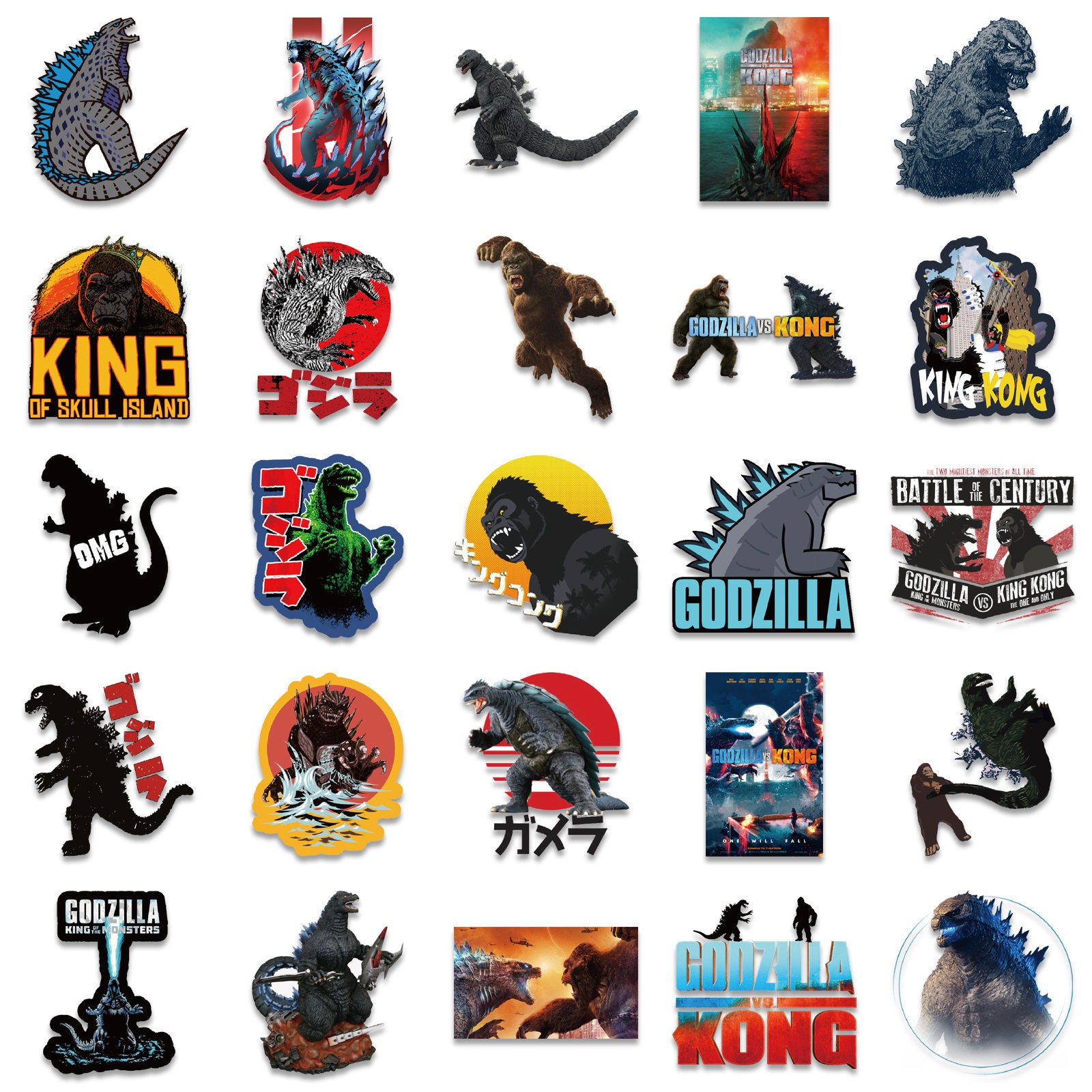 Godzilla Sticker Template 100 Stickers Godzilla Vs Kong Movie Theme Design Cute Aestheic Stickers ...
