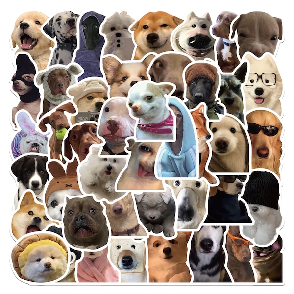 50 Stickers Dogs Emoji Meme Design Cute Aesthetic Stickers Decal Collection