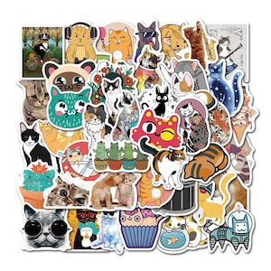 50 Stickers Cats Pack 1 Design Cute Aesthetic Stickers Decal Collection