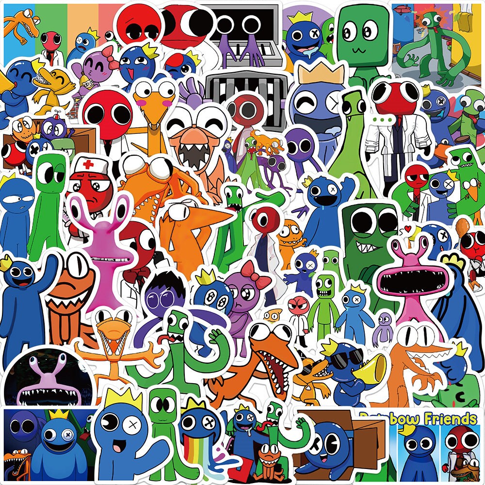 50 Stickers Rainbow Friends Design Cute Aesthetic Stickers Decal Collection