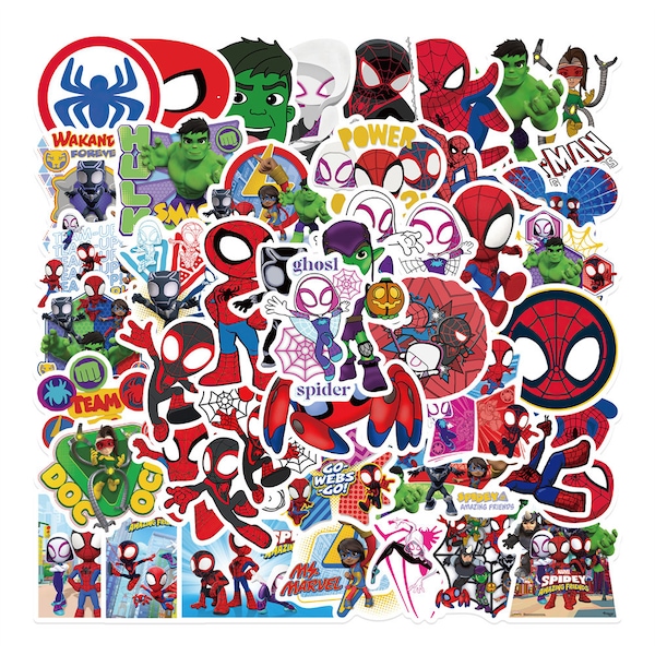 50 Stickers Super Hero and His Amazing Friends Design Cute Aesthetic Stickers Decal Collection