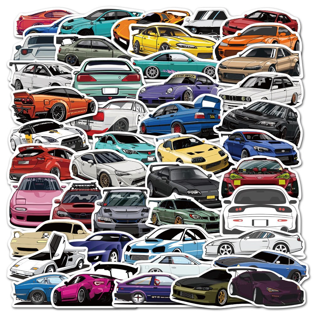 Whatever Car Sticker Design 100 Stickers JDM Cars Theme Design Cute Aestheic Stickers Collection ...