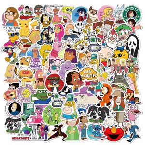 100 Stickers Anime Cartoon Characters Theme Design Cute Aestheic Stickers Collection