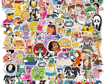 100 Stickers Anime Cartoon Characters Theme Design Cute Aestheic Stickers Collection