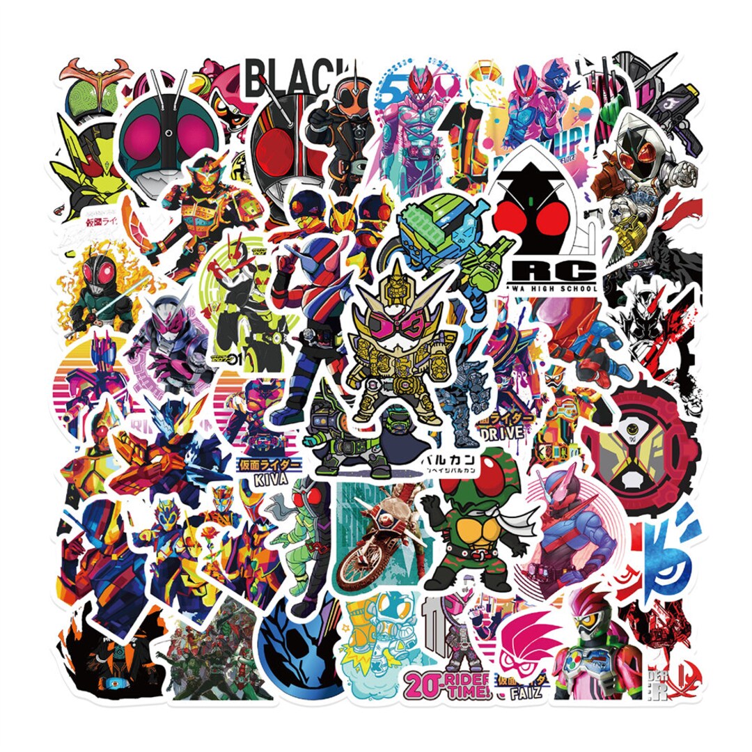 50 Stickers Kamen Rider Design Cute Aesthetic Stickers Decal Collection ...