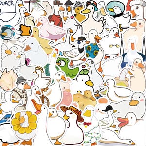 50pcs Sketch Duck Stickers - Cute Hand-Drawn Cartoon Ducks for Luggage, Water Bottles, Journals, and Laptop Decoration - Funny Animal Decals