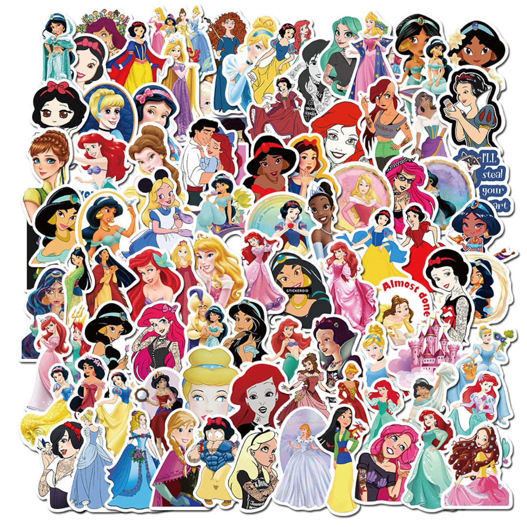100 Stickers Cartoon Princess Theme Design Cute Aestheic Stickers ...