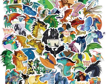 50 Stickers Wings of Fire Design Cute Aesthetic Stickers Decal Collection