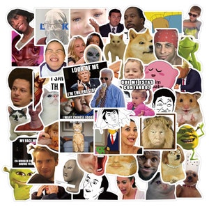 50 Stickers Celebrity Animal Cartoon Emoji Design Cute Aesthetic Stickers Decal Collection