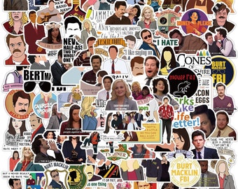 100 Stickers Parks and Recreation Theme Design Cute Aestheic Stickers Collection
