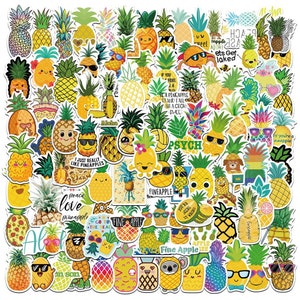 100 Stickers Pineapple Fruit Theme Design Cute Aestheic Stickers Collection