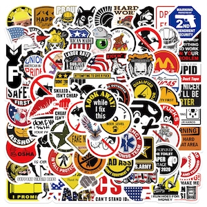 98 Stickers Funny Hard Hat Design Cute Aesthetic Stickers Decal Collection