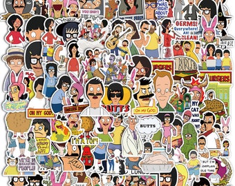 100 Stickers Bob's Burgers Cartoon Theme Design Cute Aestheic Stickers Collection