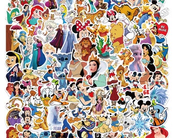 100 Stickers Classic Cartoon Theme Design Cute Aestheic Stickers Collection