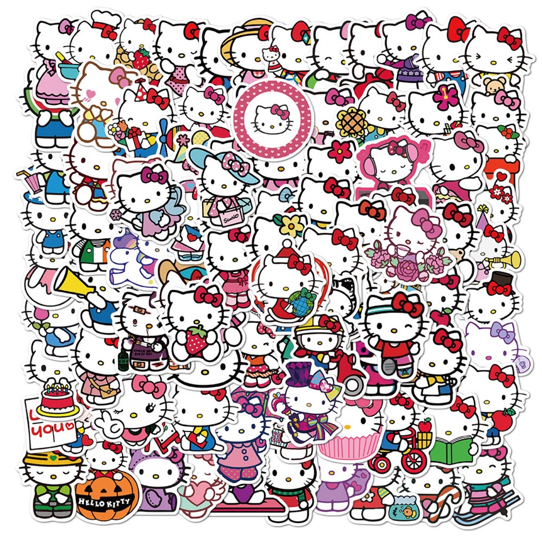 100 Stickers Hello Kitty Theme Design Cute Aestheic Stickers - Etsy