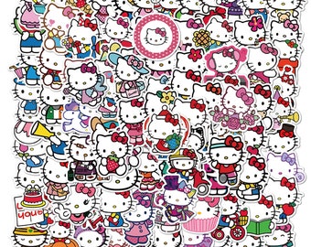 100 Stickers Hello Kitty Theme Design Cute Aestheic Stickers Collection