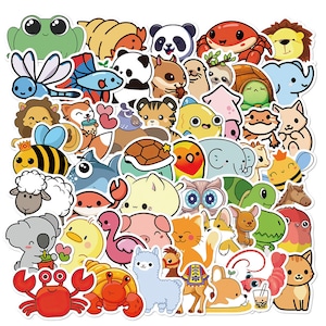 50 Stickers Cartoon Animals Design Pack 4 Cute Aesthetic Stickers Decal Collection
