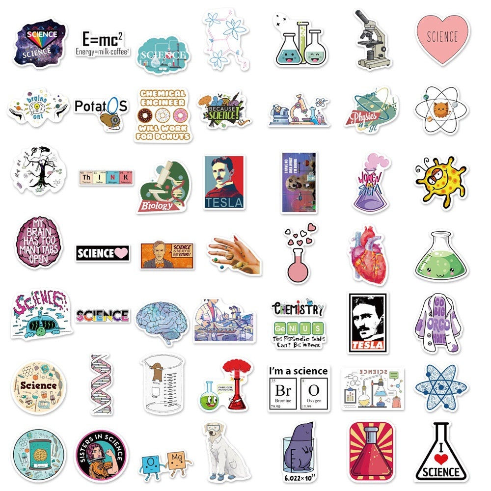 100 Stickers Lab Science Theme Design Cute Aestheic Stickers Collection ...