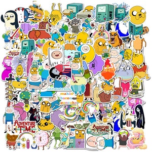 100 Stickers Adventure Time Cartoon Theme Design Cute Aestheic Stickers Collection