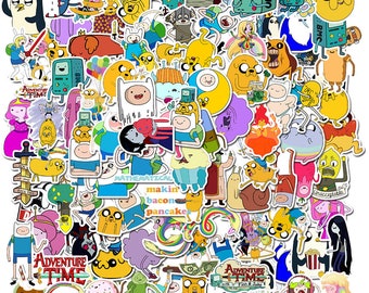 100 Stickers Adventure Time Cartoon Theme Design Cute Aestheic Stickers Collection