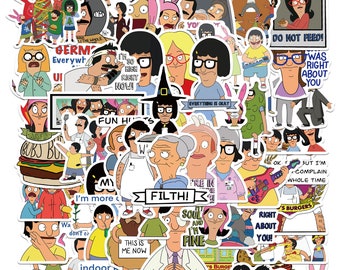 50 Stickers Cartoon Bob's Burgers P1 Design Cute Aesthetic Stickers Decal Collection