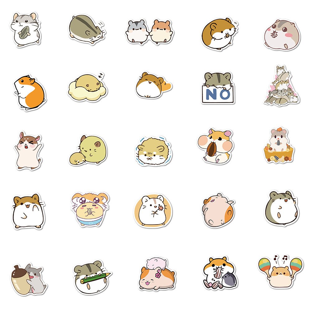 100 Stickers Hamsters Animal Theme Design Cute Aestheic Stickers ...