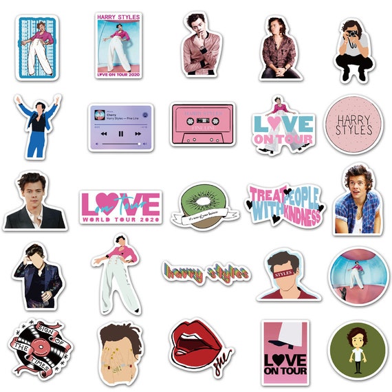 100 Adesivi Harry Styles | Pacco Vinile Impermeabile | Stickers Per Laptop, Bottiglie, Skateboard | Regalo Fan