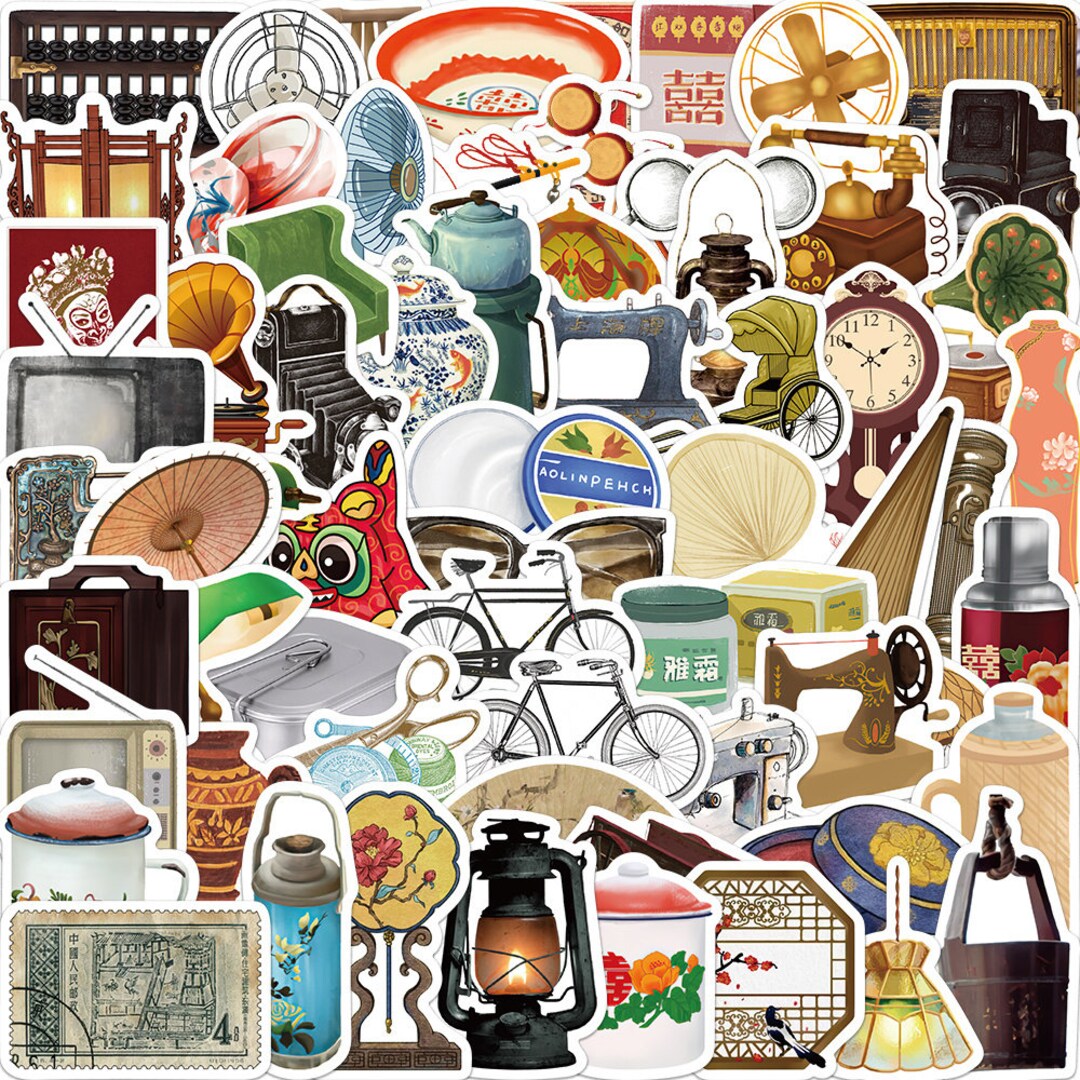 Sticker Design Things 65 Stickers Retro Things Design Cute Aesthetic Stickers Decal ...