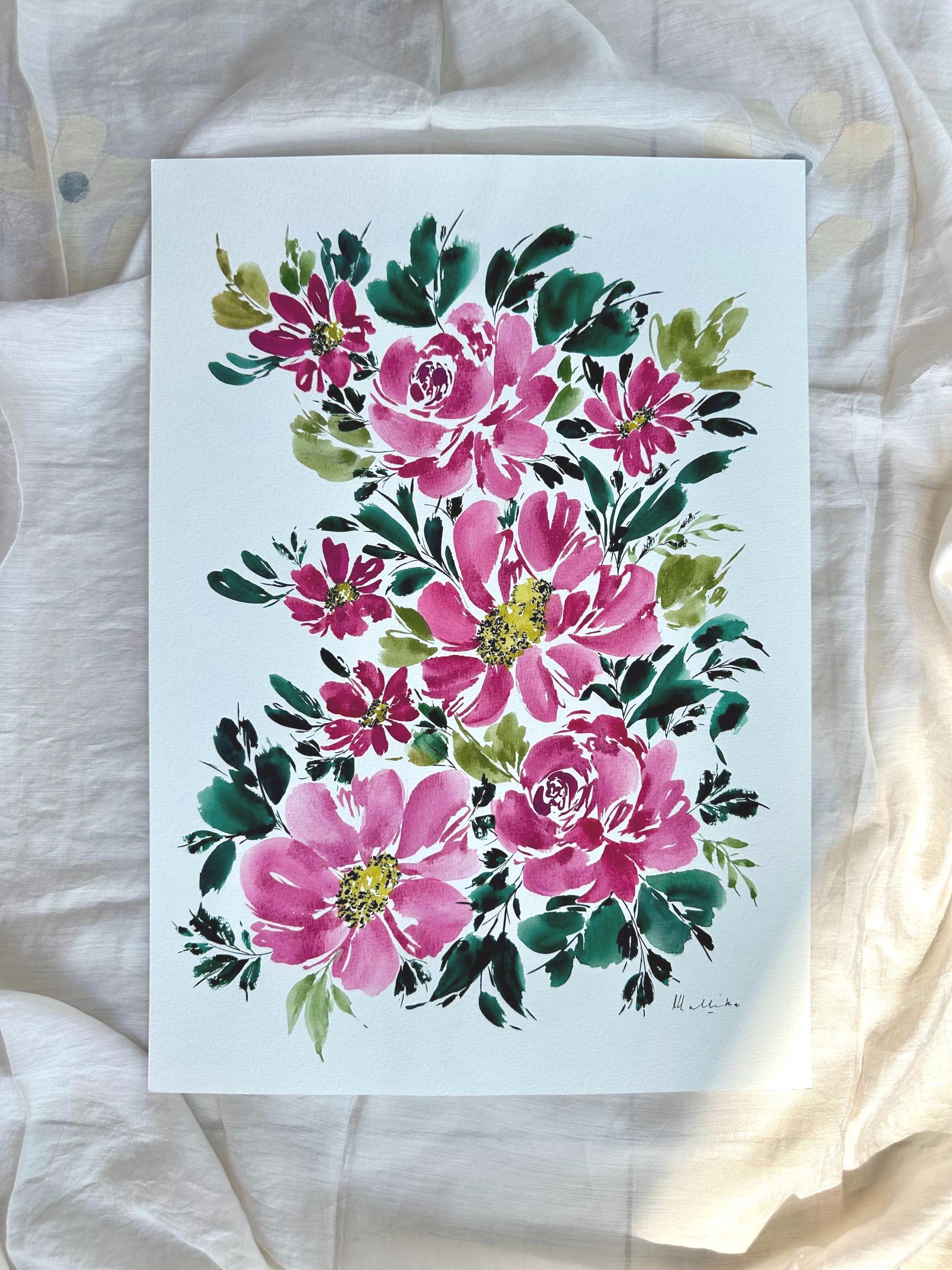 水彩画 アート 花の絵 Amazon.co.jp: 絵画 水蓮の花の水彩画インテリア 絵画 リアルな水彩画