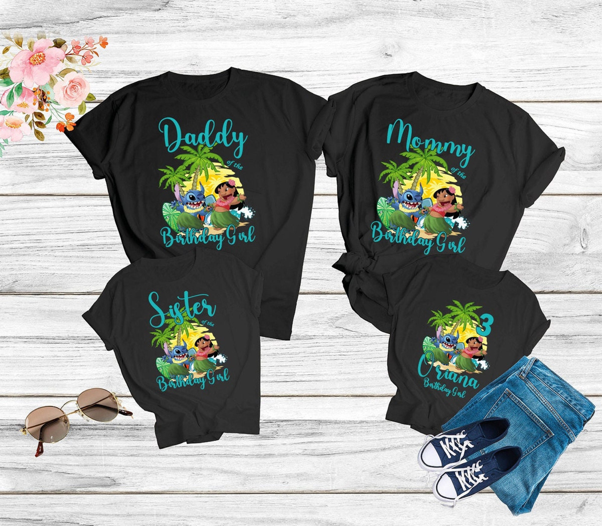 Lilo Und Maschen Geburtstag Familie Personalisiertes Familie Matching T-Shirt Lilo Und Maschen Geburtstag Familie Personalisiertes Familie Matching T-Shirt