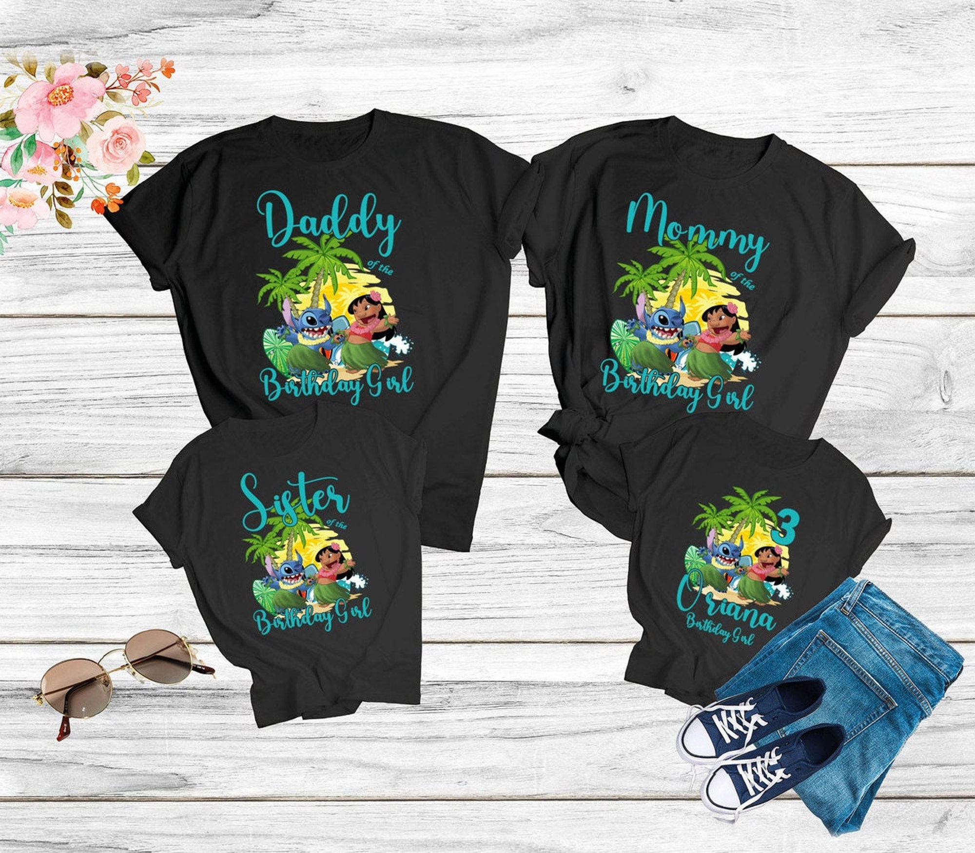 Discover Lilo Und Maschen Geburtstag Familie Personalisiertes Familie Matching T-Shirt