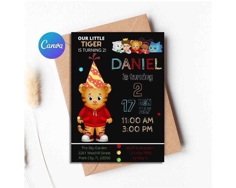 Daniel Tiger Invitation Template Printable Tiger Birthday - Etsy