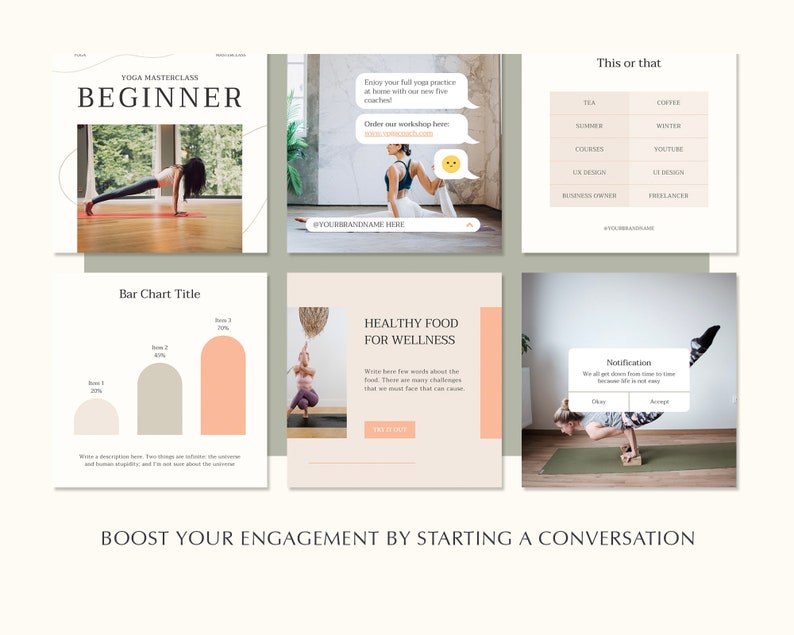 Wellness Instagram Canva Template, Yoga Coach Creator Template, Fitness ...