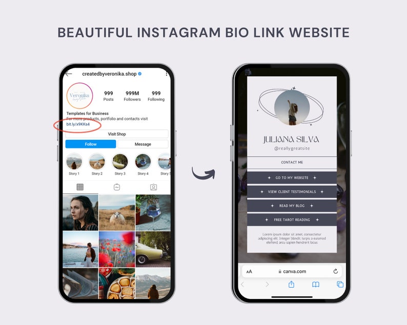 Spiritual Website Template Canva, Instagram Link in Bio Template ...