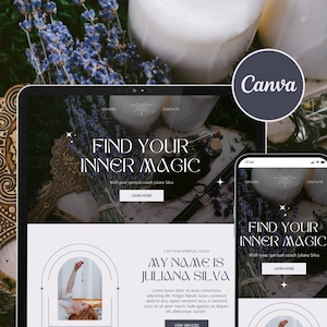 Spiritual Website Template Canva, Mystical Website, Magic Astrologer Website, Canva Sales Page, Witch Website, Tarot Website